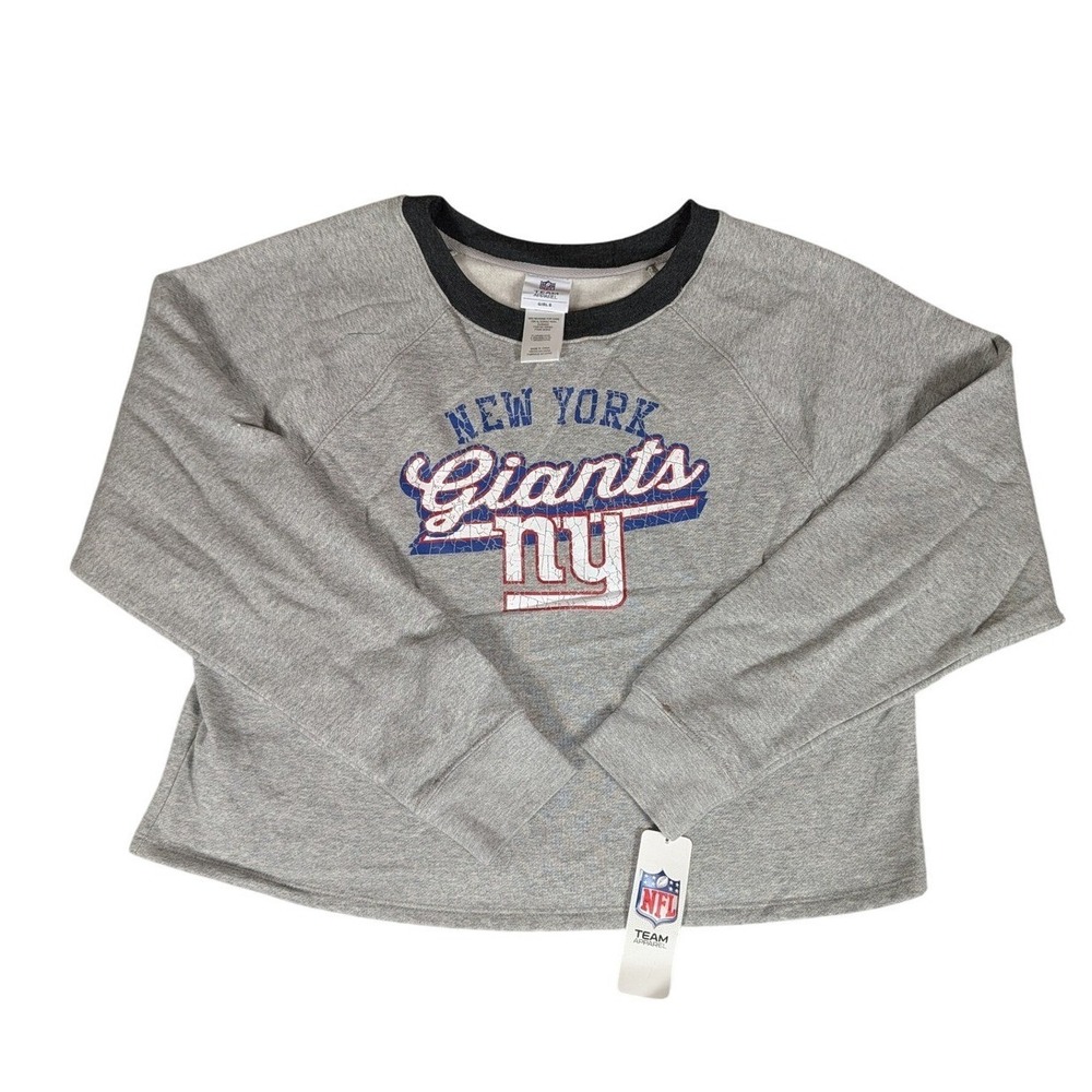 NFL Team Apparel New York Giants Girls Heather Gray Sweatshirt Pullover XL